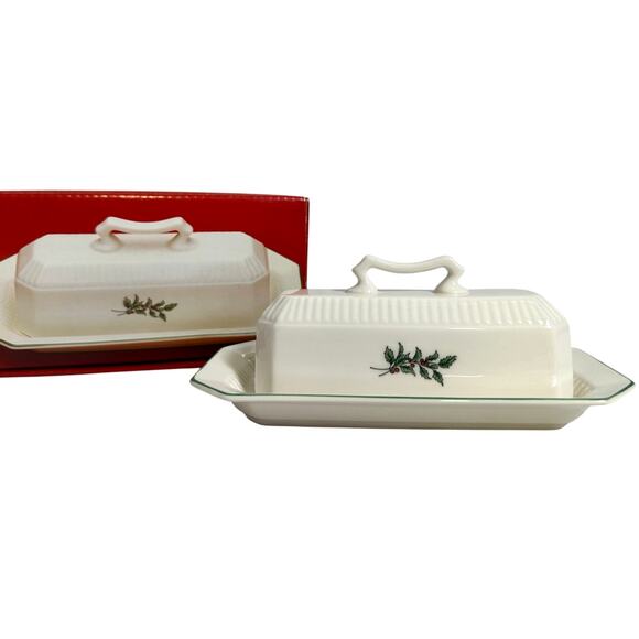 Nikko Japan Christmastime Retired Butter Dish w/Cover-in Box! - Picture 1 of 9